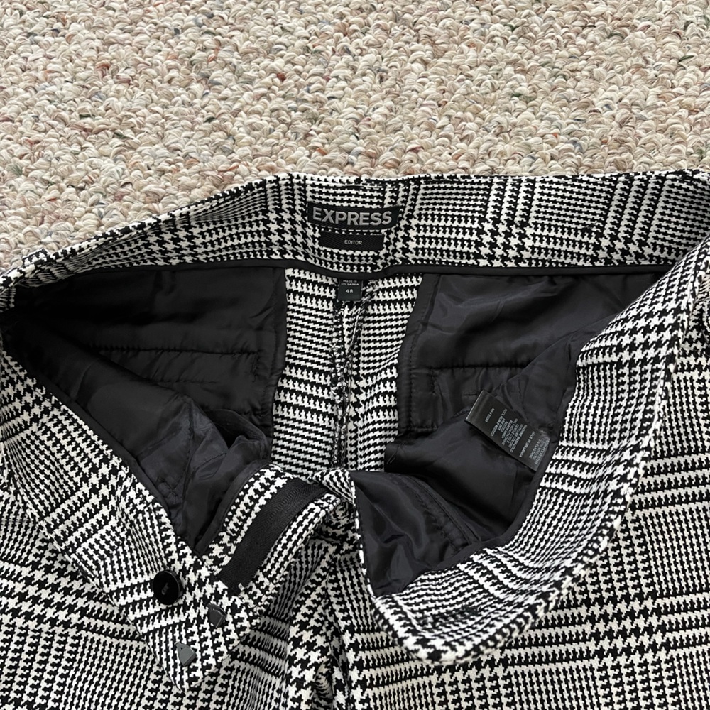 Express Black And White Patterned Work Pants - image 2